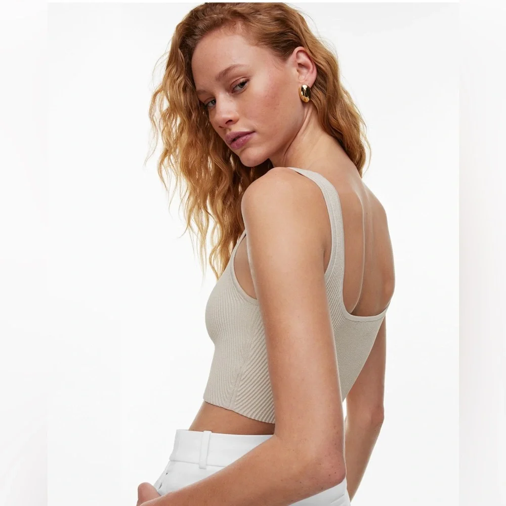 Aritzia Babaton Sculpt Knit Squareneck Cropped Tank 2 - Picture 3 of 8